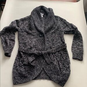 Motherhood Long Black Marble One Button Sweater Size M